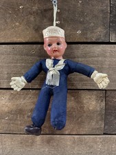 Vintage 1940 s US Navy Doll Sailor Fabric Body Made in Japan Plastic Celluloid