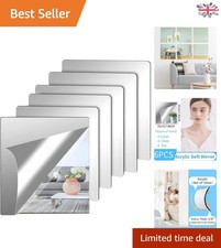 Frameless 2MM Thick Acrylic Mirrors - 6PCS Square Self-Adhesive for Home Decor