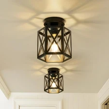 2 Pack Modern Semi Flush Mount Ceiling Light,Hexagon Flush Mount Ceiling Ligh...