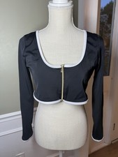 Victoria's Secret PINK Long Sleeve Cropped Rash Guard Swim Top Black XL