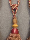 Vintage 5-Large Gold Maroon Tassel Rope Tieback Fringed Ornate Curtain Tiebacks — photo 7