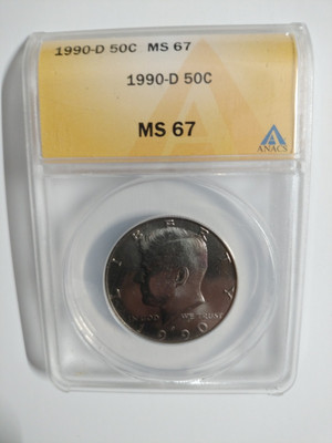 1990-D Kennedy Half Dollar ANACS MS 67****RARE in this grade