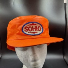 Rare 1940  s SOHIO Hunting Hat Cap Standard Oil Company Ohio Size 6 3/4 See Pics