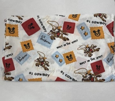 Disney Home Cowboy Lil Buckaroo Western  Mickey Mouse Flat Full Sheet Fabric USA