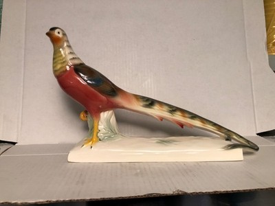 SCHAFER VATER PORCELAIN PHEASANT FIGURE VOLKSTEDT RUDOLSTADT GERMANY