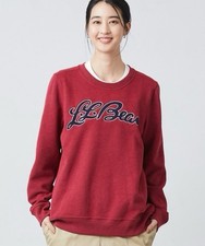 L.L. Bean Embr Crewneck Sweatshirt Cranberry Red L Varsity Spell out Preppy