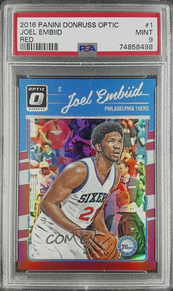 2016-17 Panini Donruss Optic Red Prizm 1/99 Joel Embiid #1 PSA 9 MINT h8k