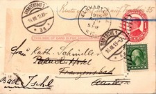 GOLDPATH: US POSTAL CARD 1913 ELKHART LAKE,WI.UPRATED.AUSTRIA. CV901_P08