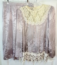 VTG 80s Jessica McClintock Lavender Drop Waist Romantic Victorian Skirt Set-12