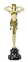 Bronzeskulptur SkarabäUs TäNzerin Nach Chiparus Replikat Retro Design Dekoration