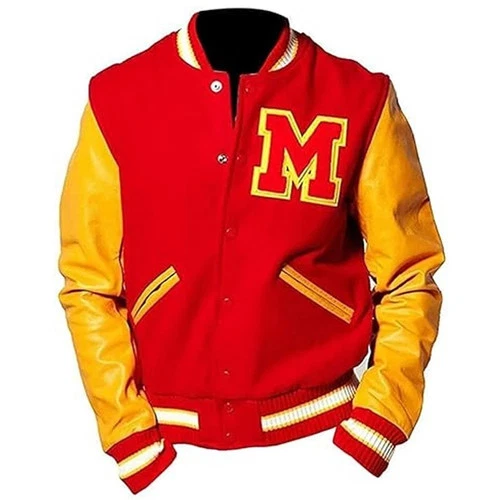Thriller Red Wool & Leather Michael Jackson Varsity Bomber Halloween Jacket. - product listing photo
