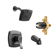 Uimoso Tub and Shower Faucet Set with Valve, 5-Function Black Finish