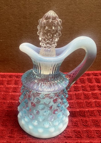 VINTAGE FENTON KUNSTGLAS BLAU KOCHNÄGEL KRUZIFIX FLASCHE MIT STOPFEN - Bild 1 von 7