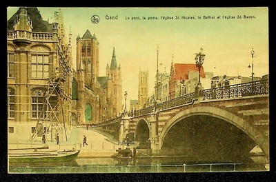 Gand, Gent, Belgien, la poste, St. Nicolas, kolorierte Lichtdruck-AK, 1914