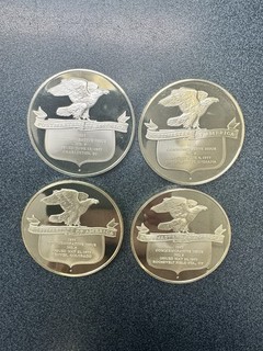 Lot Of Four (4) POSTMASTERS OF AMERICA Sterling Silver Coins 97.5 Grams Total