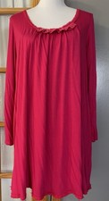 Vera Wang Simply Vera Intimates Nightgown XL Hot Pink Long Sleeve Ruffles
