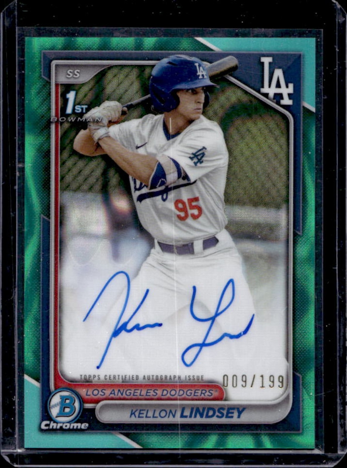 2024 Bowman Draft Kellon Lindsey Chrome Auto Aqua Lava Refractor 1st #9/199