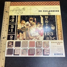 Graphic 45 AN ABC PRIMER Children School 8x8 Paper Cardstock 24 Sheets 2sided