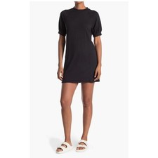 Como Vintage Women's Puff Sleeve Crew Neck Knit Dress in Black Small MSRP $25