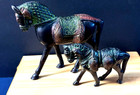 2-VINTAGE BRONZE  ART  HEAVY  Metal Ornate Horse Figurines Beauties 6" & 4" — photo 3
