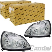 2Xtyc H7/H1 Scheinwerfer Links+Rechts Chrom FüR Renault Clio II AB 2001 Facelift