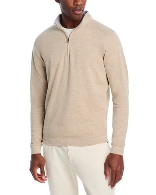 Peter Millar Crown Comfort Quarter Zip Pullover Men's XXL Stone Stand Collar L/S