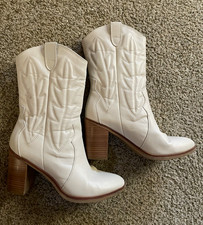 Y2K MIA White Western Mid-Calf Cowboy Boots W...