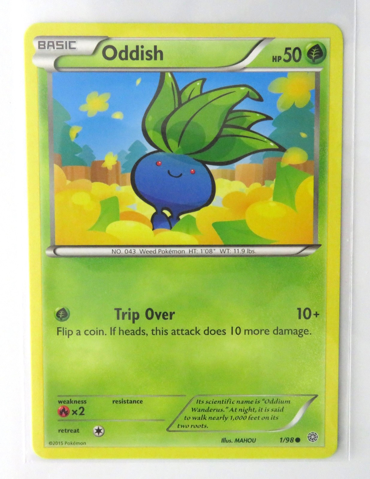 Pokemon Card Oddish 1/98 Common Lightly Played