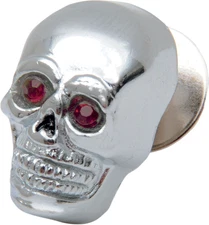 Drag Specialties - 74401R - Skull with Red Eyes - Small - Chrome