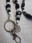 Beaded Women’s Lanyard Keychain Lobster Clasp Blue Brown Silver — photo 2