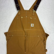Carhartt Quilt Lined Duck Bibs Overalls Mens 44x32 6FBQZ Brown USA NWT NOS