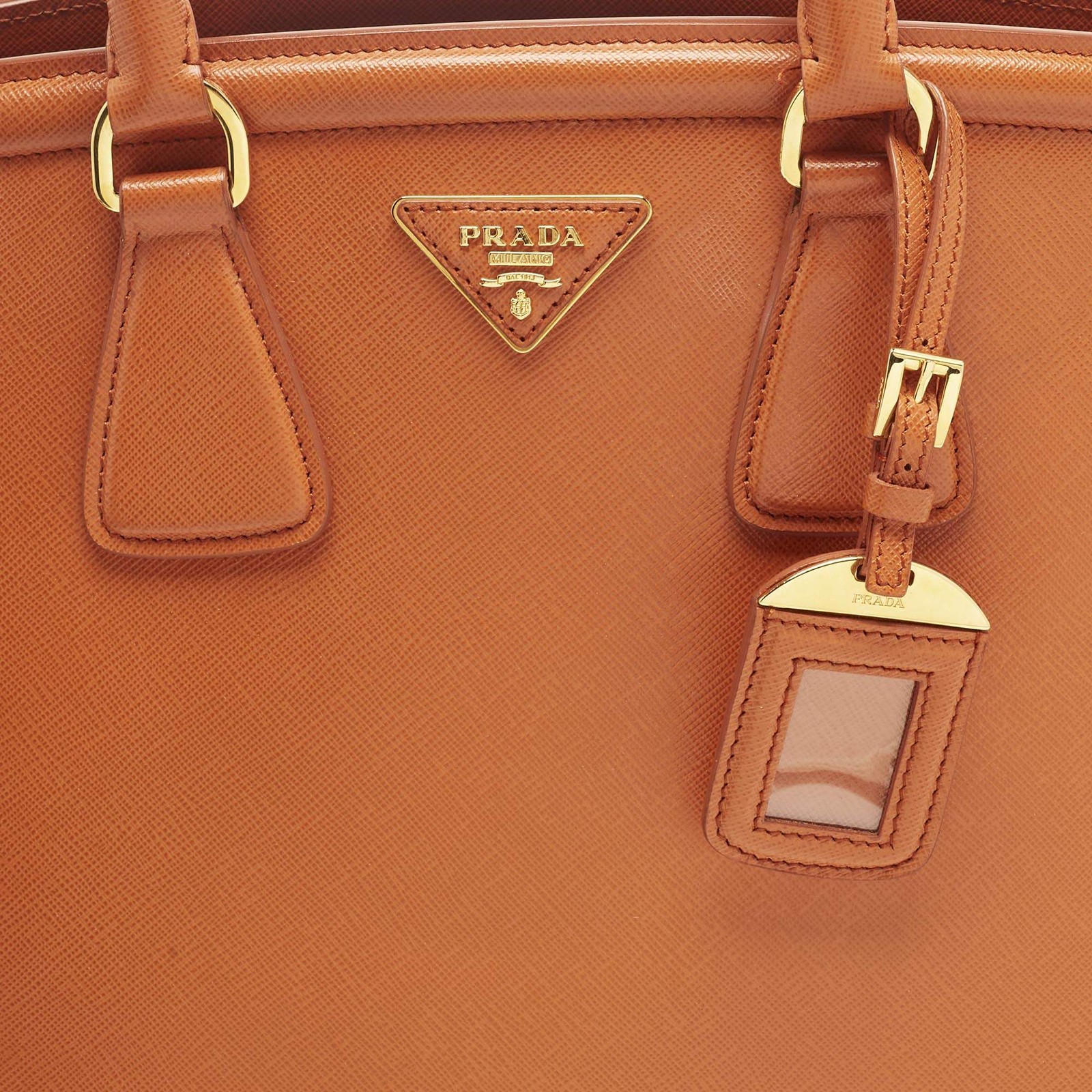 Prada Parabole Orange Saffiano Lux Leather Tote thumbnail 5