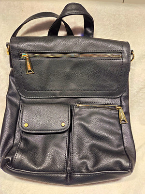 Dolce Vita Black Pebbled Backpack with Gold Hardware Zip Closure & Pockets