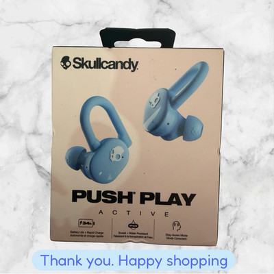 Skullcandy Push Play Active True Wireless Over-Ear Hanger Earbuds Blue NEW SHIP