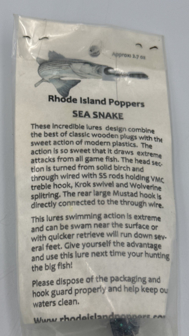 Rhode Island Poppers Sea Snake Purple Striper Plug Surfcasting Lure NOS - Image 4