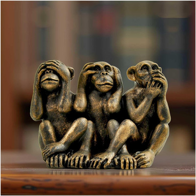 3 Wise Monkeys Statue Hear No Evil, See No Evil, Speak No Evil Resin