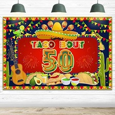 HAMIGAR 6x4ft Happy 50th Birthday Banner Backdrop - Taco Bout 50 Fiesta Mexic...