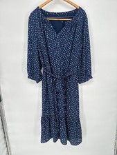 Talbot Dress Plus Size 18W Blue Anchor Print Midi Tiered Nautical Cruise Coastal