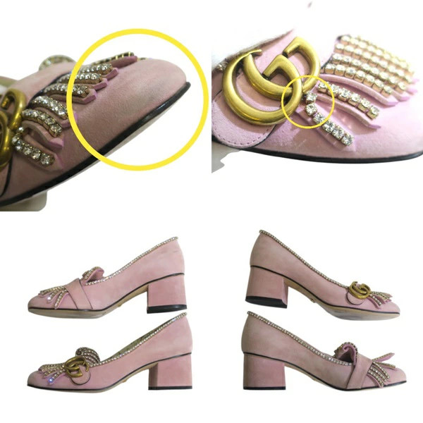GUCCI 501002 GG Marmont Suede Rhinestone Heel Pumps #36 1/2 Approx. 23.5cm [ Yok thumbnail 9