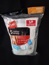 Hanes Mens Tagless Briefs 5 pack White Size Small 28-30" 