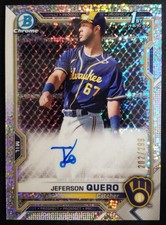 2021 Bowman Chrome JEFERSON QUERO 1st SPECKLE REFRACTOR AUTO /299 RC Brewers🔥