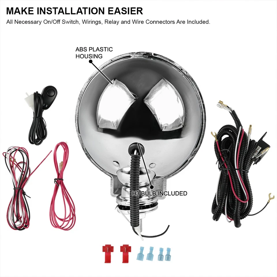 2X Round 6" Chrome Off Road Super 4X4 Work Fog Lights+Wiring+Relay Foto 4 de 4