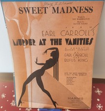 Sweet Madness "Murder at the Vanities" Ned Washington 1933 Harms Sheet Music 