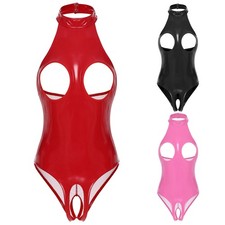 Womens Leotards Unitard Jumpsuit Backless Bodysuit Catsuit Clubwear Open Cups