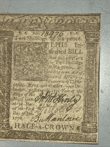 JANUARY 1, 1776  TWO SHILLINGS SIX PENCE DELAWARE COLONIAL CURRENCY COPY