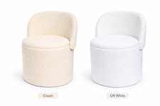 3-in-1 Storage Ottoman Stool Boucle Seat Round Footstool 45x45x62.5cm