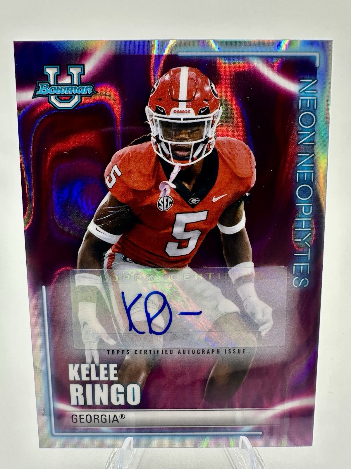 2022-23 Bowman's Best U Neon Neophytes 27/50 Kelee Ringo Auto Lava Refractor NFL