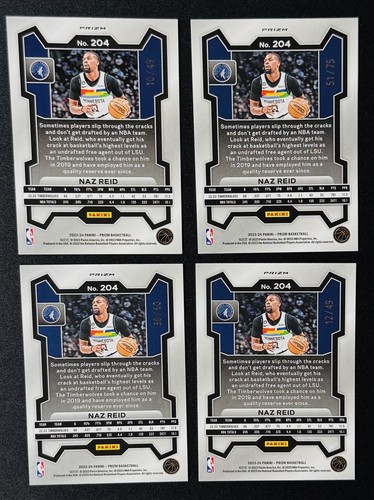 Naz Reid 2023-24 Prizm #ed Rainbow lot 26! Case Hits, /8 /25, Timberwolves! #204 - Picture 17 of 24
