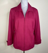 CHICOS Size 1 Medium Jacket Blazer Ponte Knit Dark Pink Office Wear
