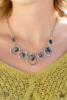 Paparazzi ~ Marble Medley Black Necklace, ER, Bracelet and Ring ~ 5 Piece Set